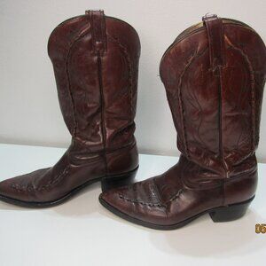 Vtg Acme 87729 Men's 10D Western Cowboy Brown Leather Stitched Boots USA Made